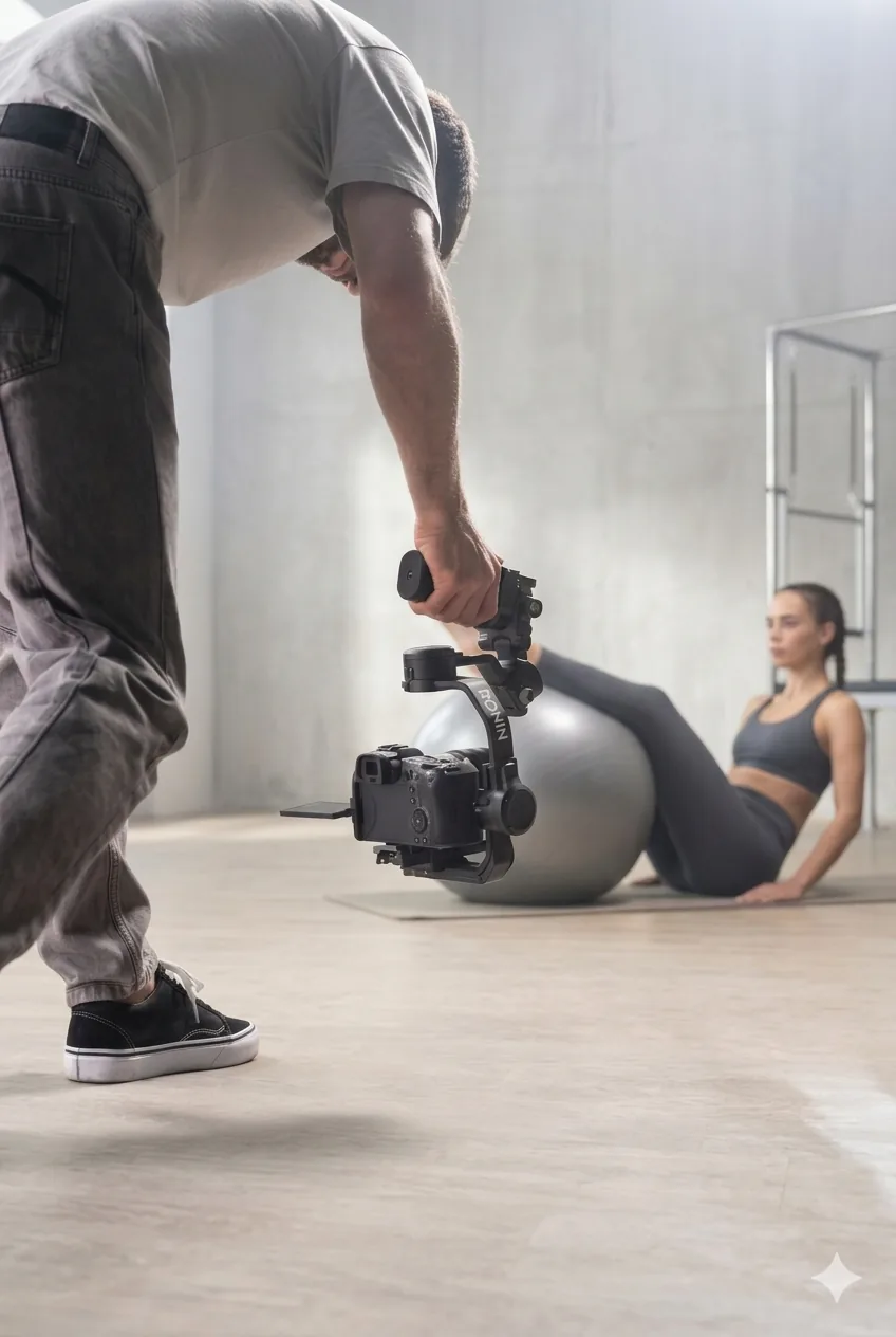 Câmera em movimento durante uma gravação — foto ilustrativa